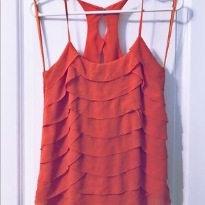 Coral scalloped/ruffled tank